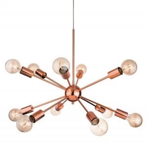12 Light Multi Arm Ceiling Pendant Copper, E27