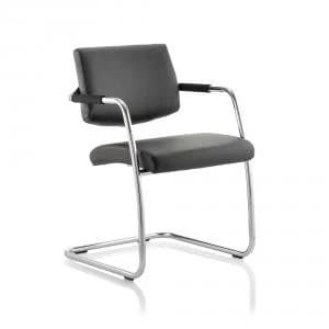 Trexus Havanna Visitor Chair Leather With Arms Black Ref BR000050