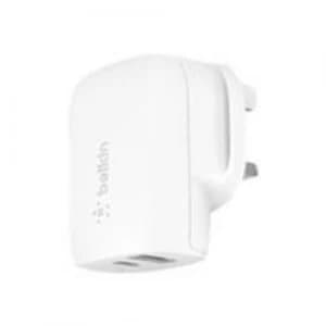 Belkin 32W - 20W USB-C + 12W USB-A Dual Port Wall Charger - White
