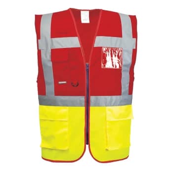 Portwest Paris Executive Class 1 Hi Vis Vest Yellow / Red 2XL