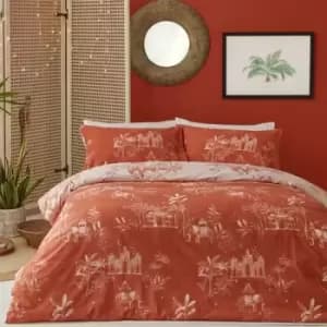 Furn Jaipur Elephant Duvet Cover Set (King) (Paprika Red)