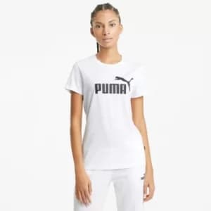 PUMA Essentials Logo Womens T-Shirt, White, size Large, Clothing