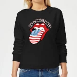Rolling Stones US Flag Womens Sweatshirt - Black
