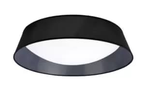 Nordica Flush Ceiling, 9 Light E27, Cylindrical 90cm, White Acrylic with Black Shade