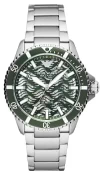 Emporio Armani AR60061 Mens Green Skeleton Dial Green Bezel Watch