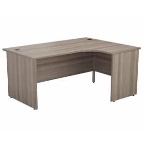 TC Office Right Hand Crescent Desk with Panel End Legs and Pedestal 1800 x 1200mm, Grey Oak Effect