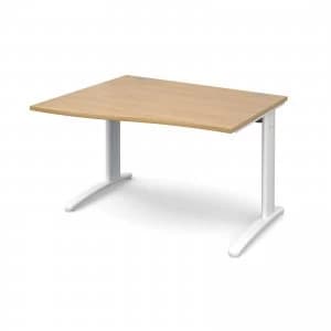 TR10 Left Hand Wave Desk 1200mm - White Frame Oak Top