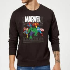 Marvel Avengers Group Christmas Sweatshirt - Black