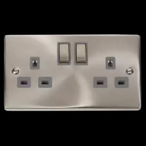 Click Scolmore Deco Ingot 2 Gang 13A 2 Pole Switched Socket - VPSC536GY