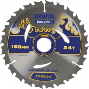 Irwin Weldtec Construction Saw Blade 190mm 24T 30mm