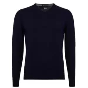 Boss Baram-L V Neck Sweater - Blue