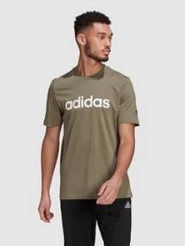 adidas Plus Size Linear Logo T-Shirt, Green, Size 2XL, Men