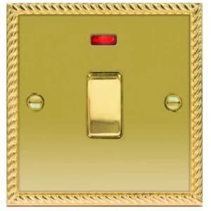 Wickes 20A Light Switch + LED 1 Gang Polished Georgian Brass