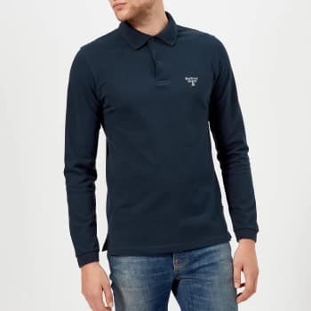 Barbour Mens Beacon Long Sleeve Polo Shirt - Navy - M