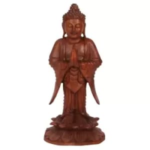 Light Wooden Standing Buddha Ornament