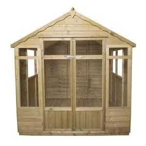 Forest Garden 7X7 Apex Overlap Summer House - Assembly Service Included Natural Timber
