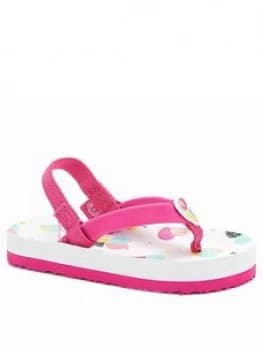 Animal Toddler Girls Doddle Flip Flop - White, Size 1 Older