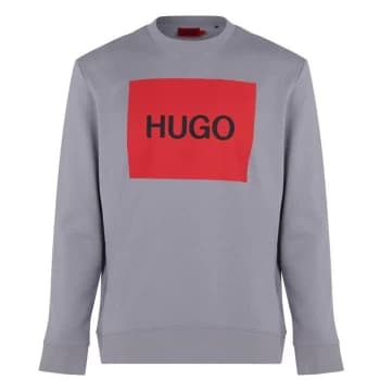 Hugo Boss Duragol Large Logo Sweatshirt Silver Size L Men