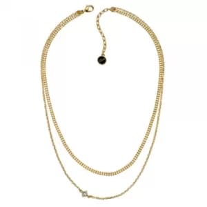 Ladies Karl Lagerfeld Gold Plated Layered Mixed Chain Charm Necklace