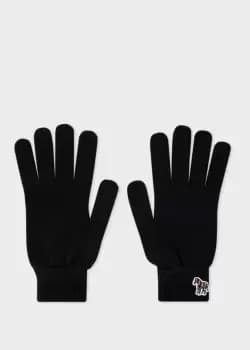 Ps Paul Smith Black Zebra Logo Wool Gloves