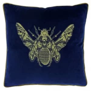 Paoletti Cerana Blue Bee Velvet Cushion Blue