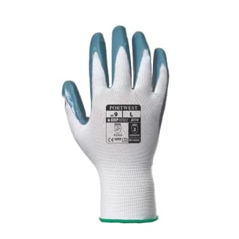 Portwest Flexo Grip Nitrile Tradesmans Gloves Grey / White M