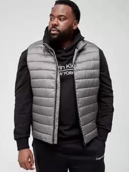 Calvin Klein Big & Tall Recycled Side Logo Padded Gilet, Dark Grey, Size 4XL, Men