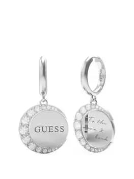 Guess Moon Phases Ladies Drop Earrings, Silver, Women