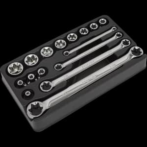 Sealey 16 Piece 3/8" Drive Torx Socket and Spanner Set in Module 3/8"