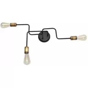 Helam Tube Multi Arm Semi Flush Ceiling Light Black, Patina 66cm