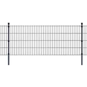 2D Garden Fence Panels & Posts 2008x1030 mm 4m Grey vidaXL - Grey