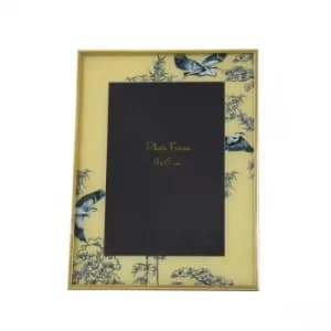 Glass Photo Frame in Oriental Heron Design with Bevelled Edge 4" x 6"