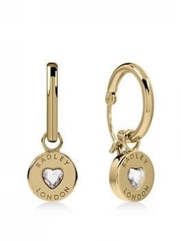Radley Gold Plated Sterling Silver Crystal Heart Huggie Ladies Earrings