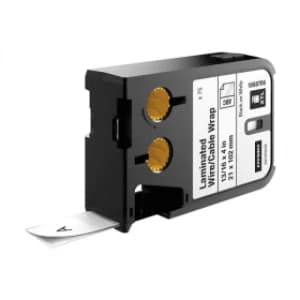 Dymo 1868706 Black on White Laminated Wire Cable Wrap 21mm x 102mm 75 Pre Sized Labels