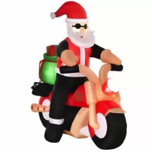 Inflatable Light Up Santa on a Motorcycle 170cm, none