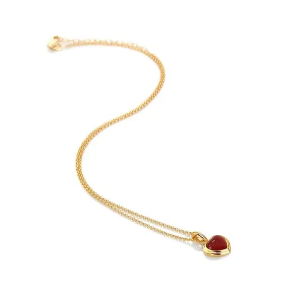 Hot Diamonds Hdxgem Heart Pendant - Red Agate Gold VZAYQ Female