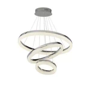Circle LED 3 Ring Ceiling Pendant, Chrome, Crushed Ice 4000K