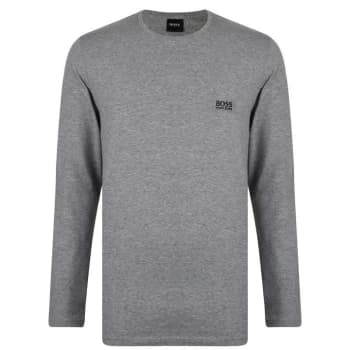 BOSS Long Sleeve Logo T Shirt - Grey