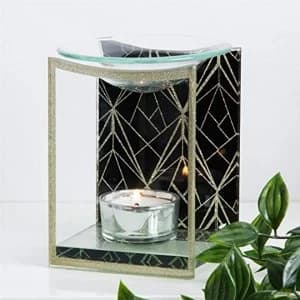 Glass Black & Gold Oil Burner