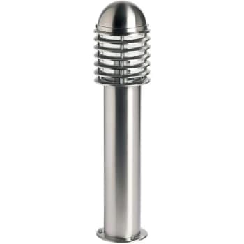Endon Louvre - Outdoor Bollard Light Polished Stainless Steel, Clear Polycarbonate IP44, E27