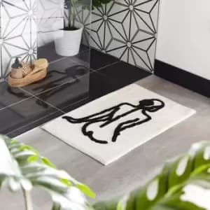 Furn Nude Rectangular Bath Mat (One Size) (Ivory/Black)