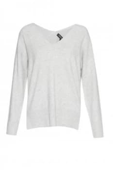 French Connection Della Vhari V Neck Jumper Light Grey