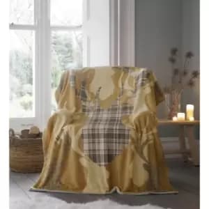 Bedmaker - Portfollio Tartan Stag Mustard Throwover 130x170cm - Multi