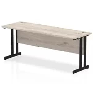 Impulse 1800 x 600mm Straight Desk Grey Oak Top Black Cantilever Leg