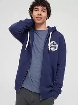 Superdry Vintage Logo Seasonal Zip Hoodie - Navy Size M Men