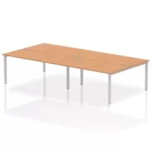 Impulse Bench B2B 4 Person 1600 Silver Frame Office Bench Desk Oak