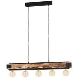 Netlighting Layham 5 Lamp Straight Bar Pendant Ceiling Light Brown, Black