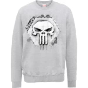 Marvel The Punisher Skull Badge Logo Grey Mens Sweatshirt - L - Grey