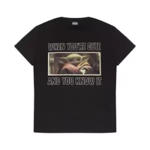 Star Wars: The Mandalorian Womens/Ladies The Child Cute Boyfriend T-Shirt (M) (Black)