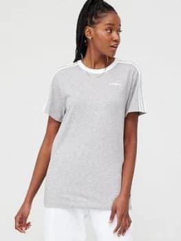 Adidas 3 Stripe Essentials Boyfriend Tee, Medium Grey Heather, Size 2XL, Women